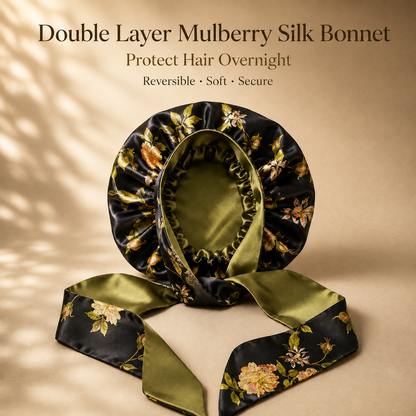 Traylisse® Double-Layer Floral Tie Bonnet | Silky Comfort, Elegant Care
