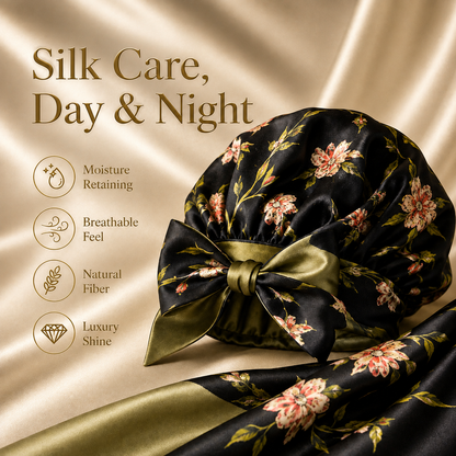 Traylisse® Double-Layer Floral Tie Bonnet | Silky Comfort, Elegant Care