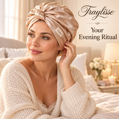 Traylisse® Champagne Silk Hair Wrap | A Touch of Luxury for Your Nightly Ritual