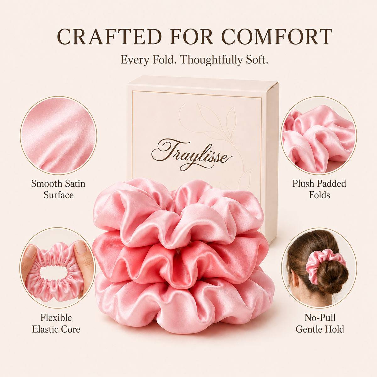 Traylisse Large Satin Scrunchie | Soft Sheen, Effortless Style