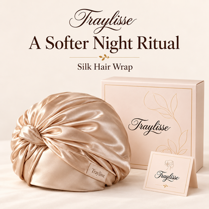 Traylisse® Champagne Silk Hair Wrap | A Touch of Luxury for Your Nightly Ritual