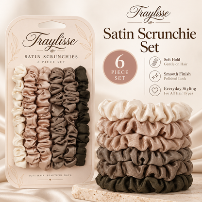 Traylisse® Soft Ties Silk Scrunchie Set | Everyday Hold, Effortless Style