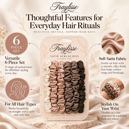 Traylisse® Soft Ties Silk Scrunchie Set | Everyday Hold, Effortless Style